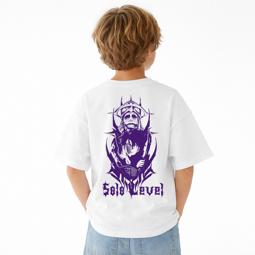 Solo Leveling Anime Graphic T-Shirt for Kids Cartoon Print Cotton Tee