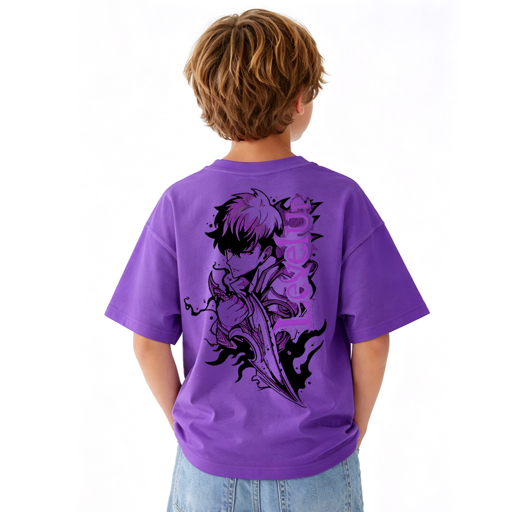 Solo Leveling Anime Graphic T-Shirt for Kids Cartoon Print Cotton Tee