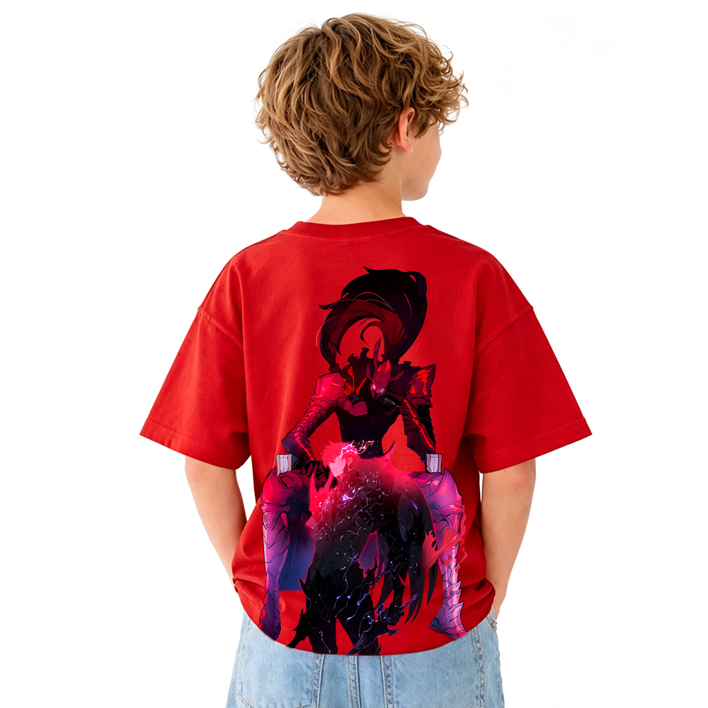 Solo Leveling Anime Graphic T-Shirt for Kids Cartoon Print Cotton Tee