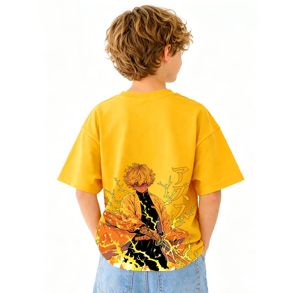 Demon Slayer Anime Graphic T-Shirt for Kids Cartoon Print Cotton Tee