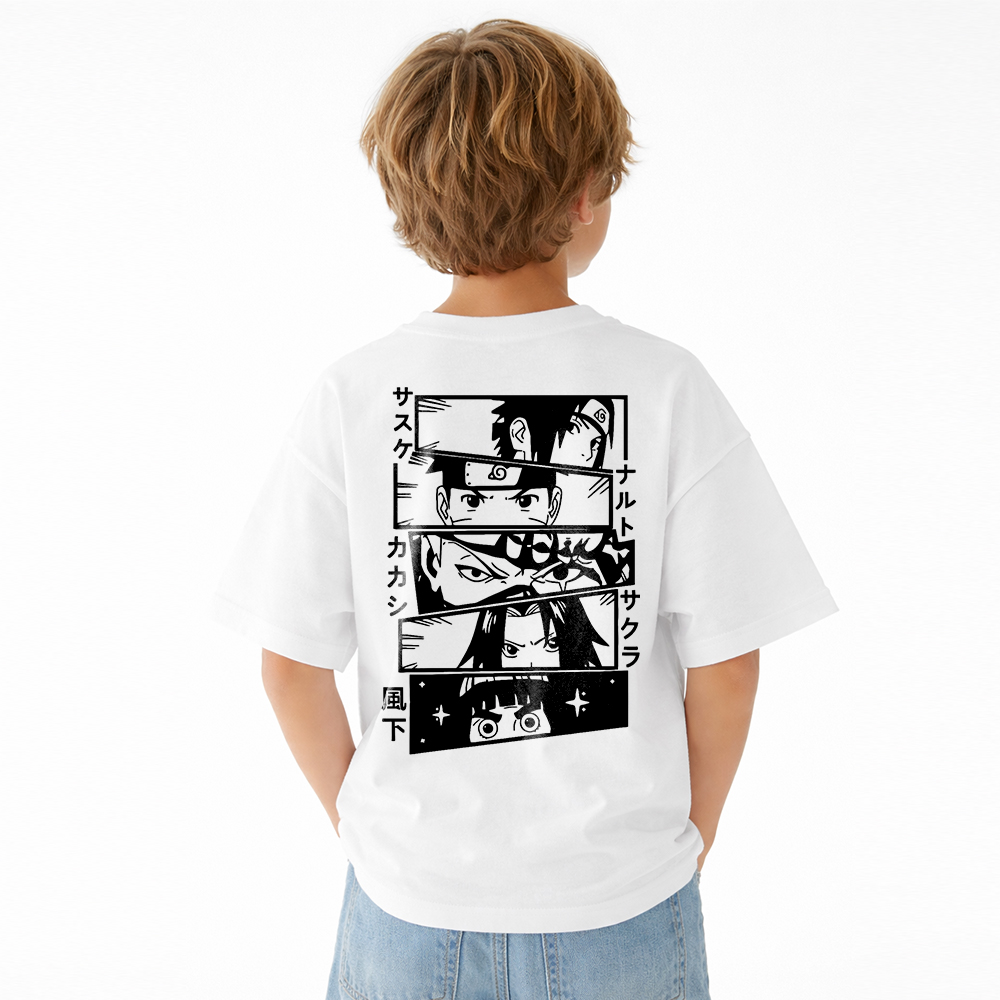 Naruto Anime Graphic T-Shirt for Kids Cartoon Print Cotton Tee
