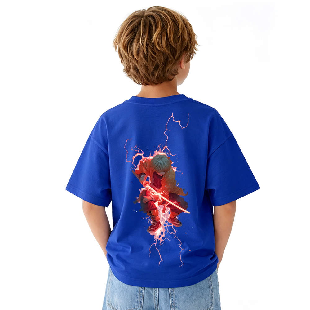 Demon Slayer Anime Graphic T-Shirt for Kids Cartoon Print Cotton Tee
