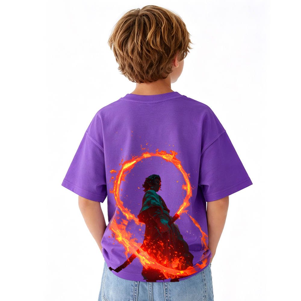 Demon Slayer Anime Graphic T-Shirt for Kids Cartoon Print Cotton Tee