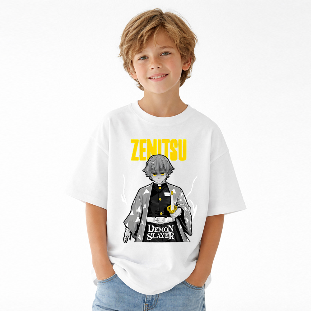 Demon Slayer Anime Graphic T-Shirt for Kids Cartoon Print Cotton Tee