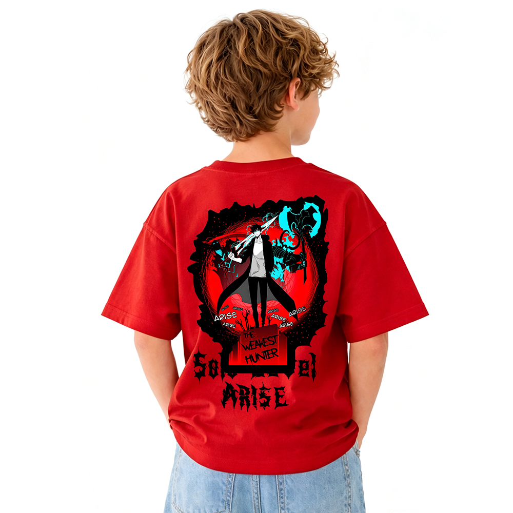 Solo Leveling Anime Graphic T-Shirt for Kids Cartoon Print Cotton Tee