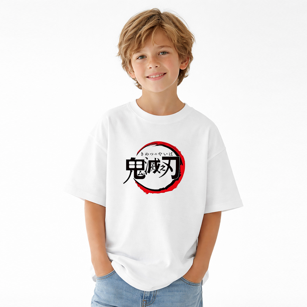 Demon Slayer Anime Graphic T-Shirt for Kids Cartoon Print Cotton Tee