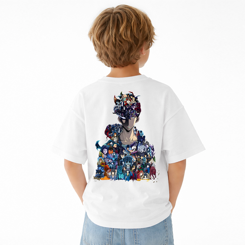 Solo Leveling Anime Graphic T-Shirt for Kids Cartoon Print Cotton Tee