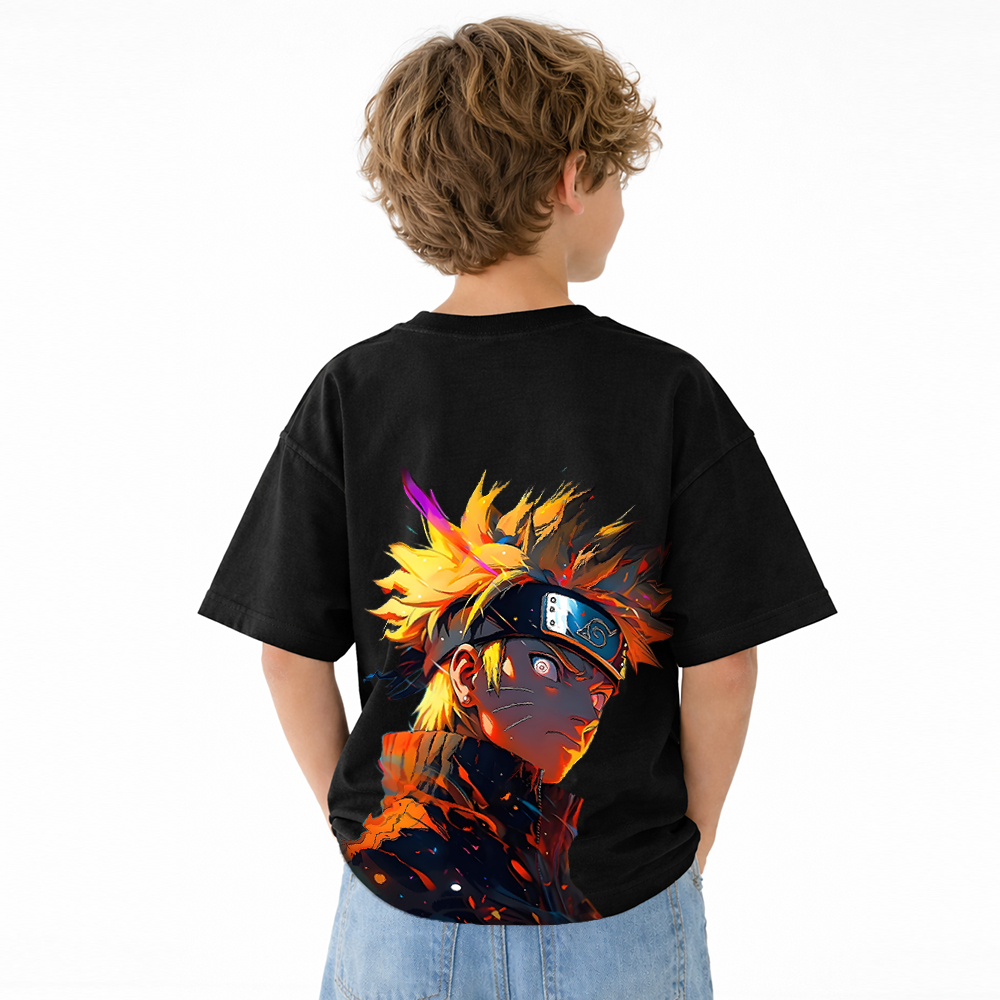 Naruto Anime Graphic T-Shirt for Kids Cartoon Print Cotton Tee
