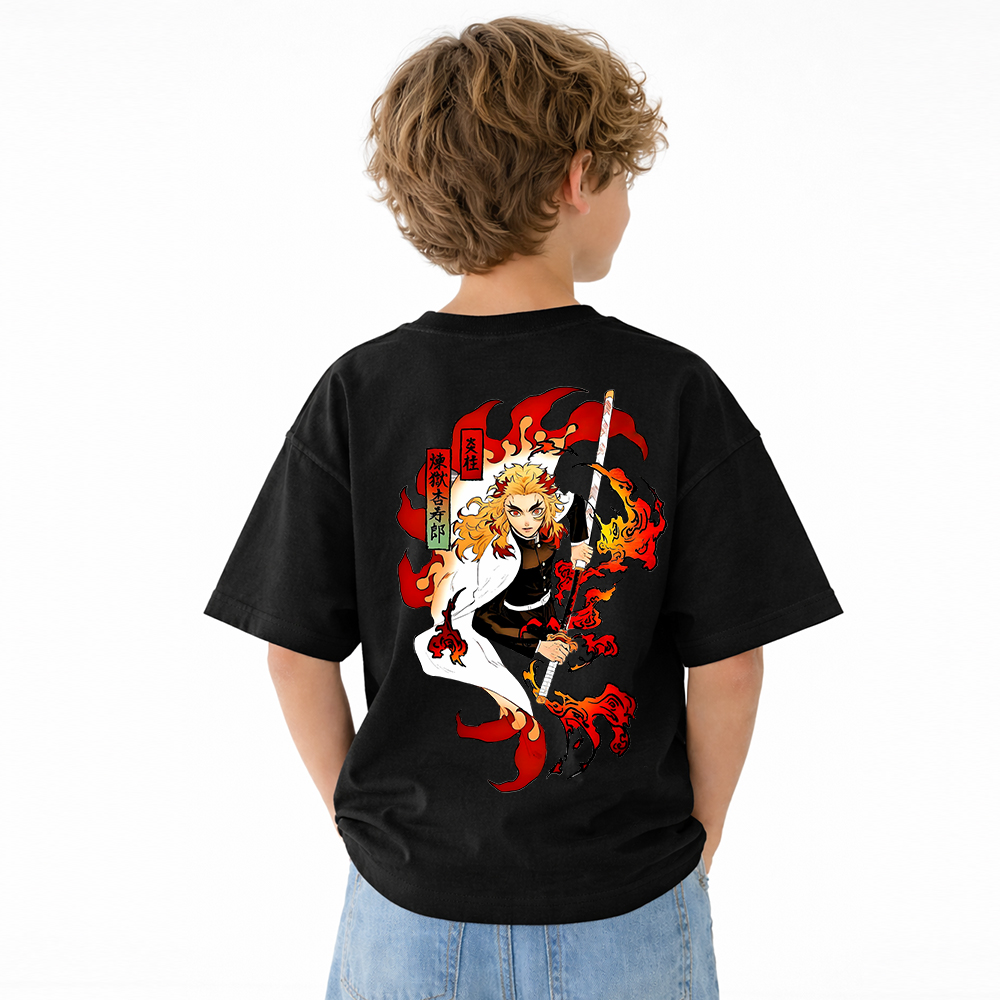 Demon Slayer Anime Graphic T-Shirt for Kids Cartoon Print Cotton Tee