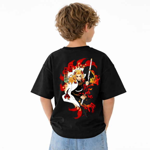Demon Slayer Anime Graphic T-Shirt for Kids Cartoon Print Cotton Tee