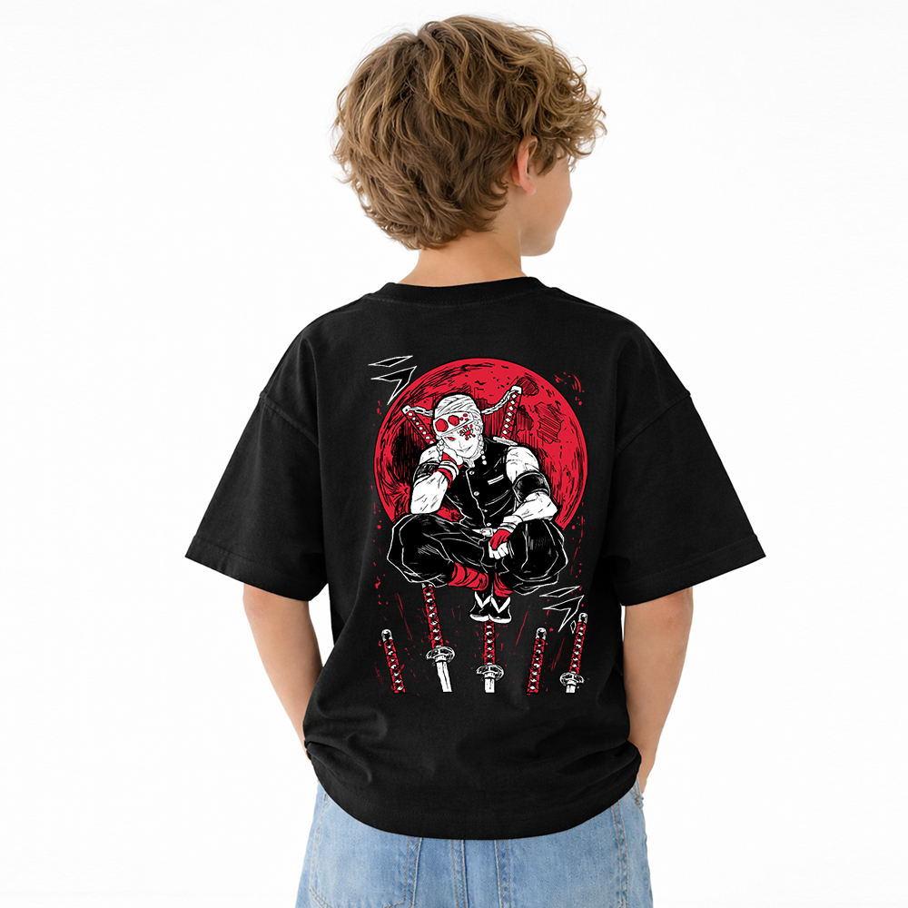 Demon Slayer Anime Graphic T-Shirt for Kids Cartoon Print Cotton Tee