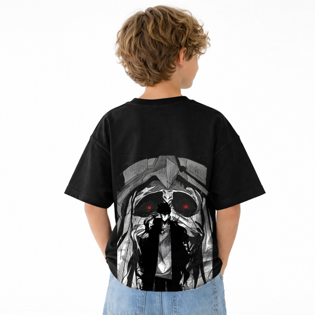Solo Leveling Anime Graphic T-Shirt for Kids Cartoon Print Cotton Tee