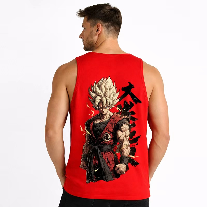 Oversized Anime Print Gym Tank Top