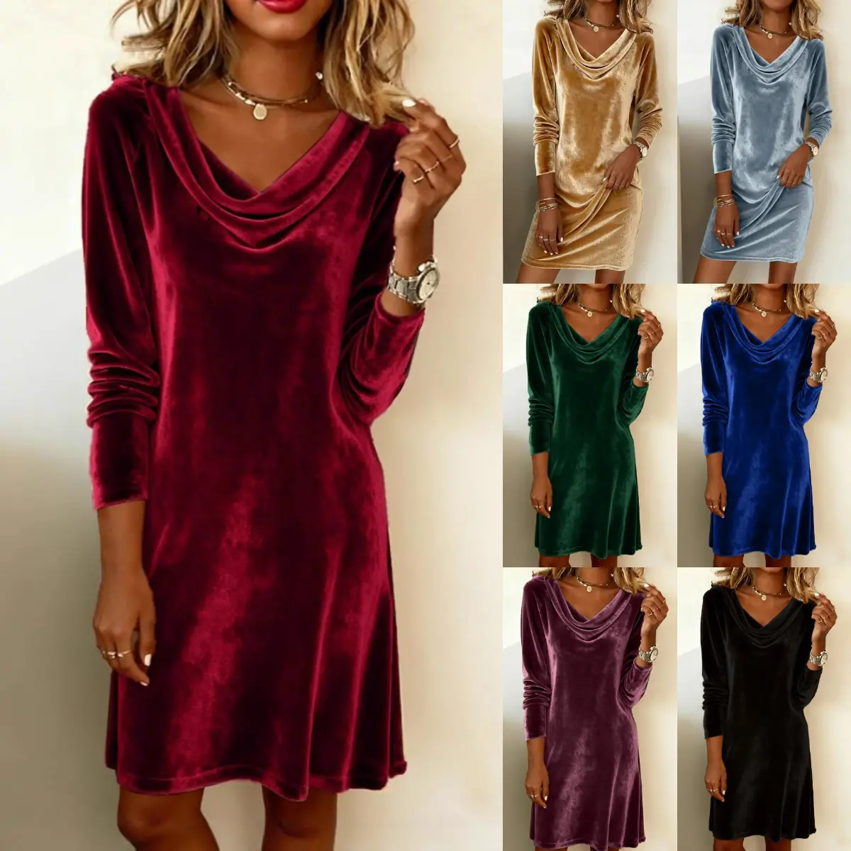 ✨ Елегантна дамска рокля от кадифе ✨  Комфорт и стил в едно – перфектният избор за всеки ден и специални поводи