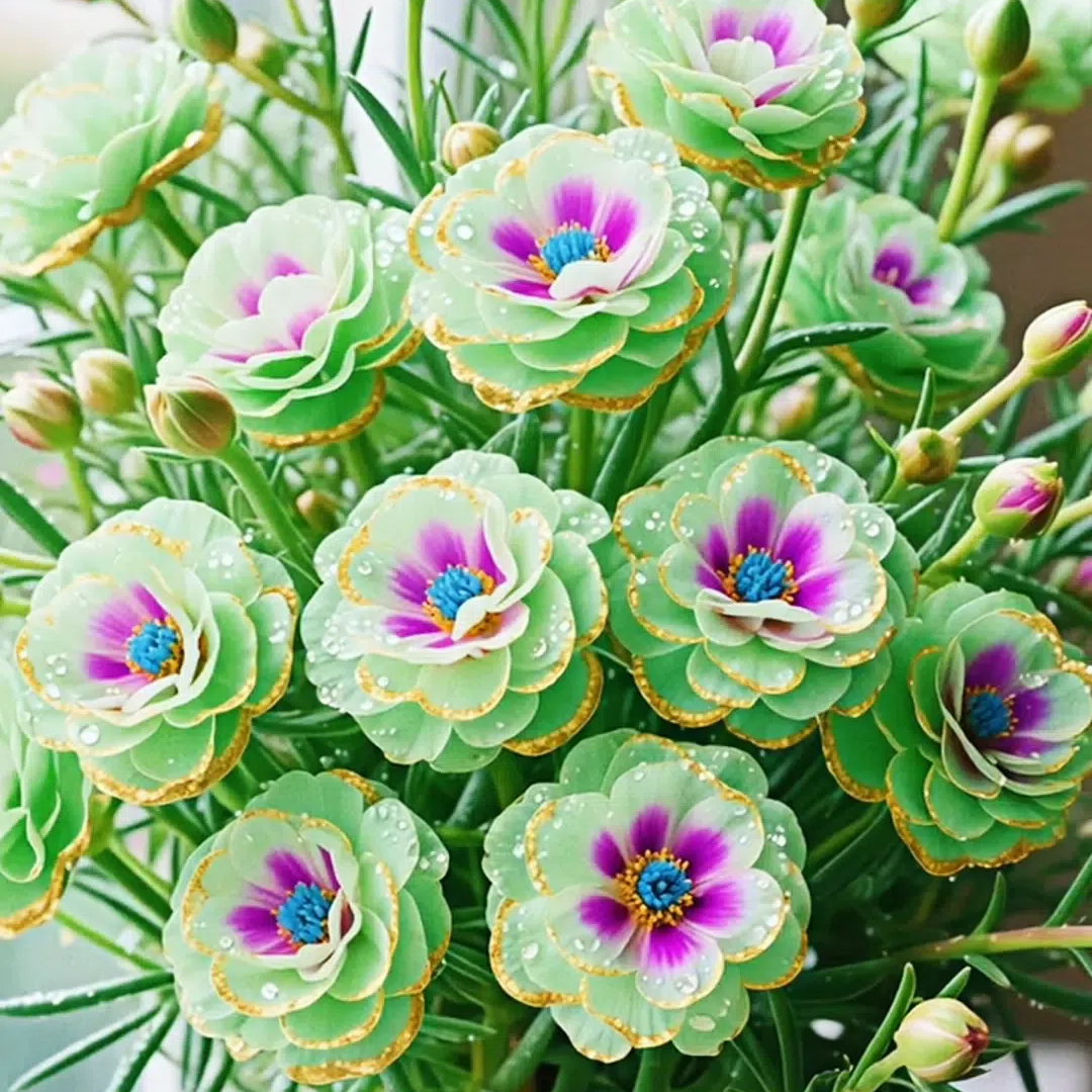 Златна дантелена портулака🌸✨ Брилянтни двойни цветове за безпроблемно лято