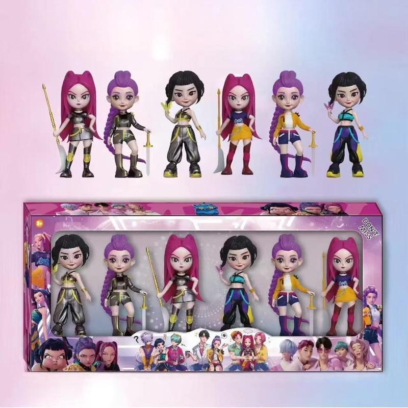 Zestaw 6 figurek akcji K-Pop Handheld Series w pudełku prezentowym, wyjątkowa odzież i akcesoria