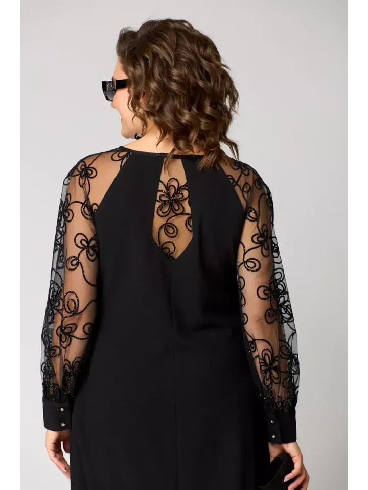 👑[S-5XL]👗Elegancka czarna seksowna koronkowa sukienka