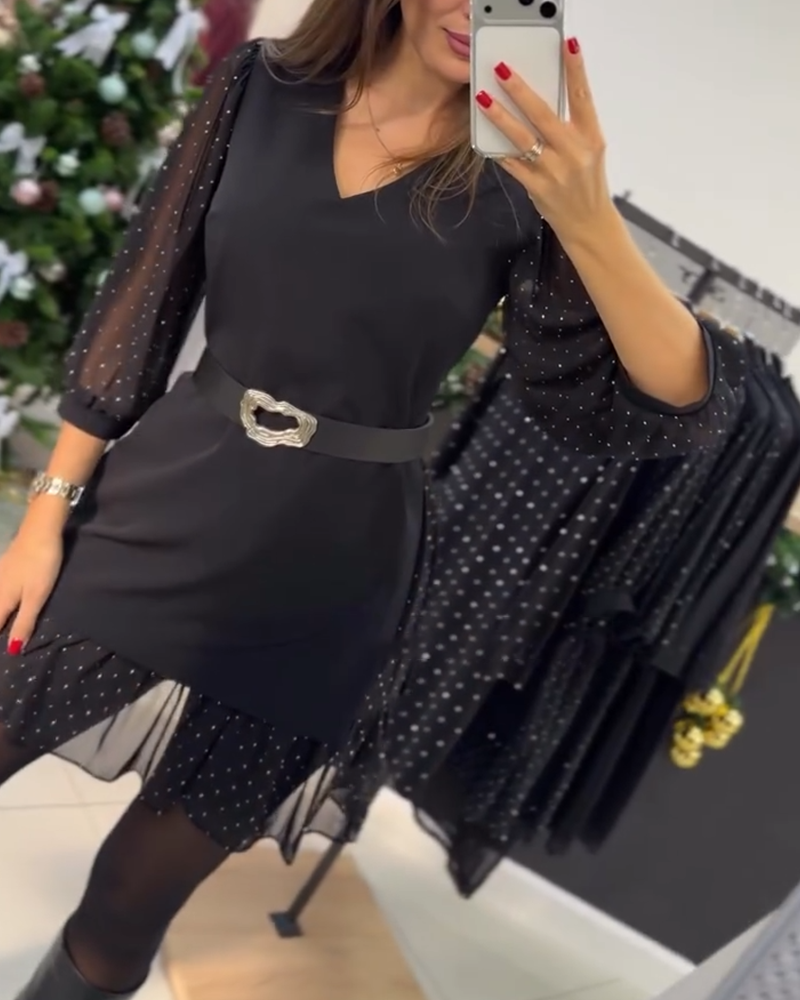 👗👗Стилна дамска рокля тип пачуърк с V-образно деколте