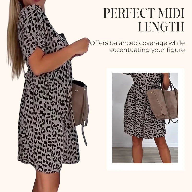 👗Дамска ежедневна рокля с V-образно деколте и къс ръкав