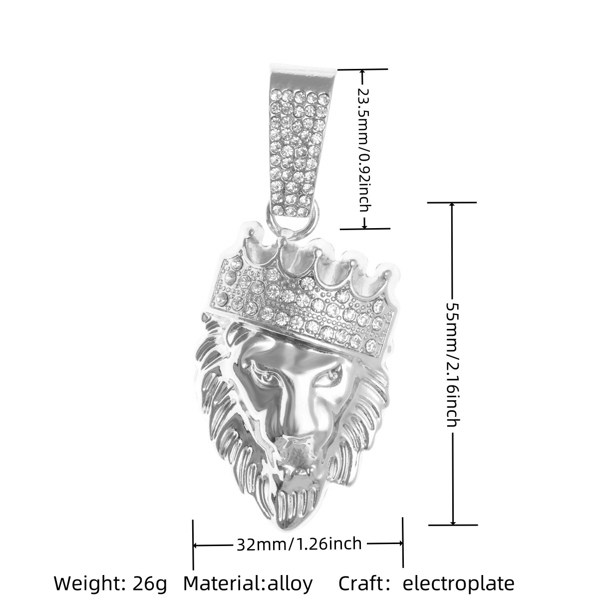 🔥Гореща разпродажба - Дълга кубинска верижка с висулка с корона и лъвска глава