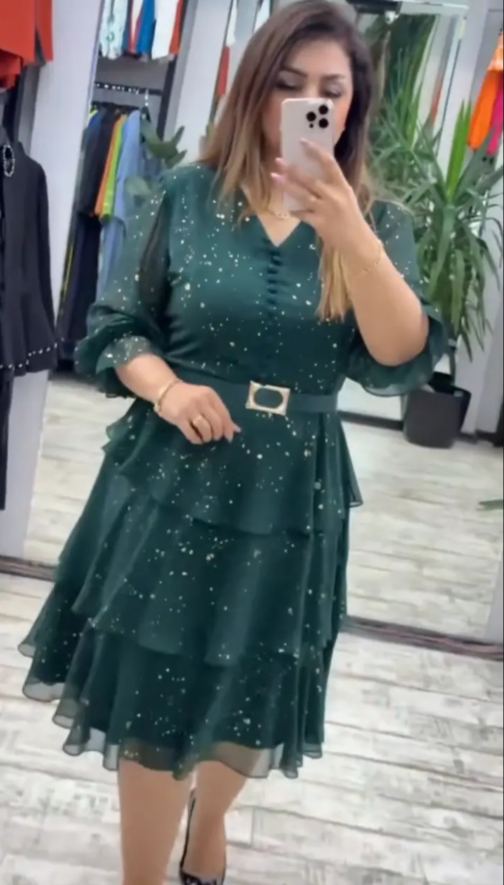 💞[S-5XL]Висококачествена шифонена рокля