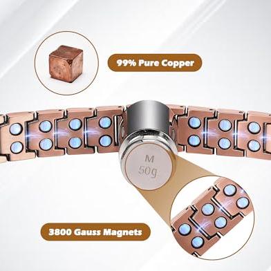 🔥ГОРЕЩА РАЗПРОДАЖБА 50% ОТСТЪПКА🔥Медна магнитна гривна с форма на кръст