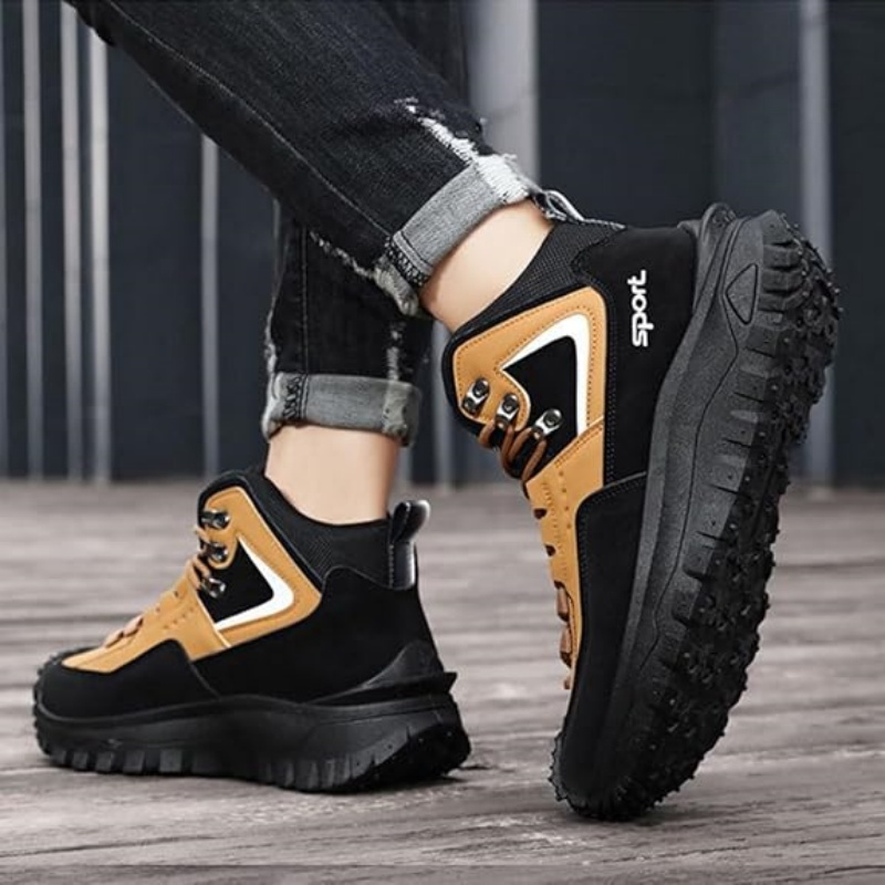 (⏰Разпродажба с ограничено време 70% отстъпка) Мъжки туристически обувки, работни обувки, снежни обувки - водоустойчиви, неплъзгащи се, устойчиви на пробиване и удари; правилна опора на свода и широки пръсти - подходящи за ежедневно носене и приключения н