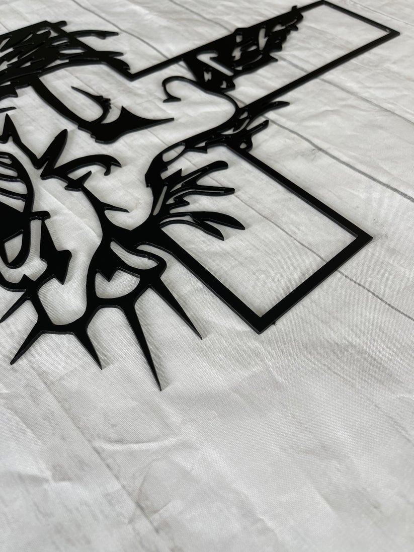 🔥НА ПРОМОЦИЯ｜Метален знак с кръста на Исус Христос – стенна декорация