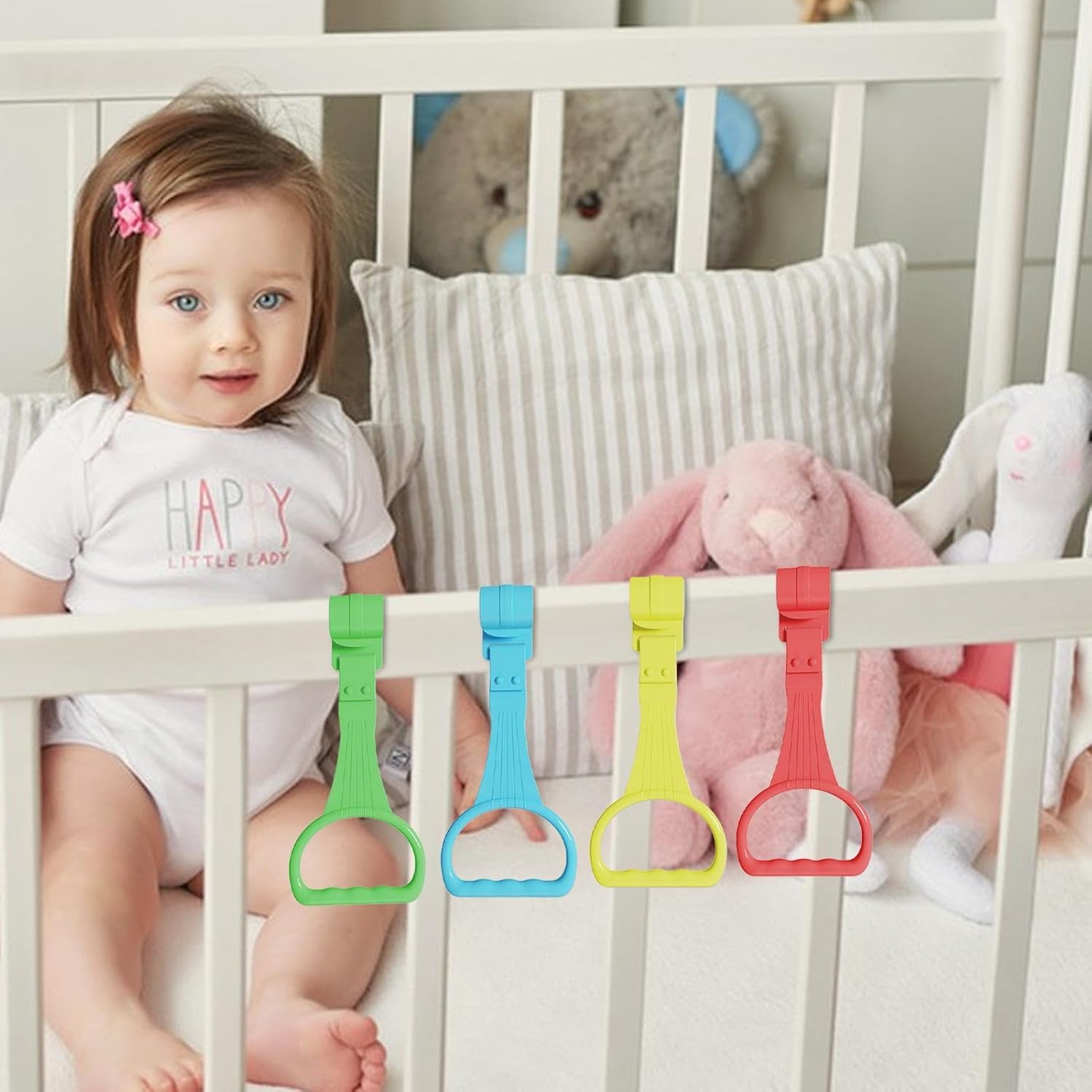 👶🏻4 бр. рингове за бебешка кошара с дръжка за малки деца - 4 цвята