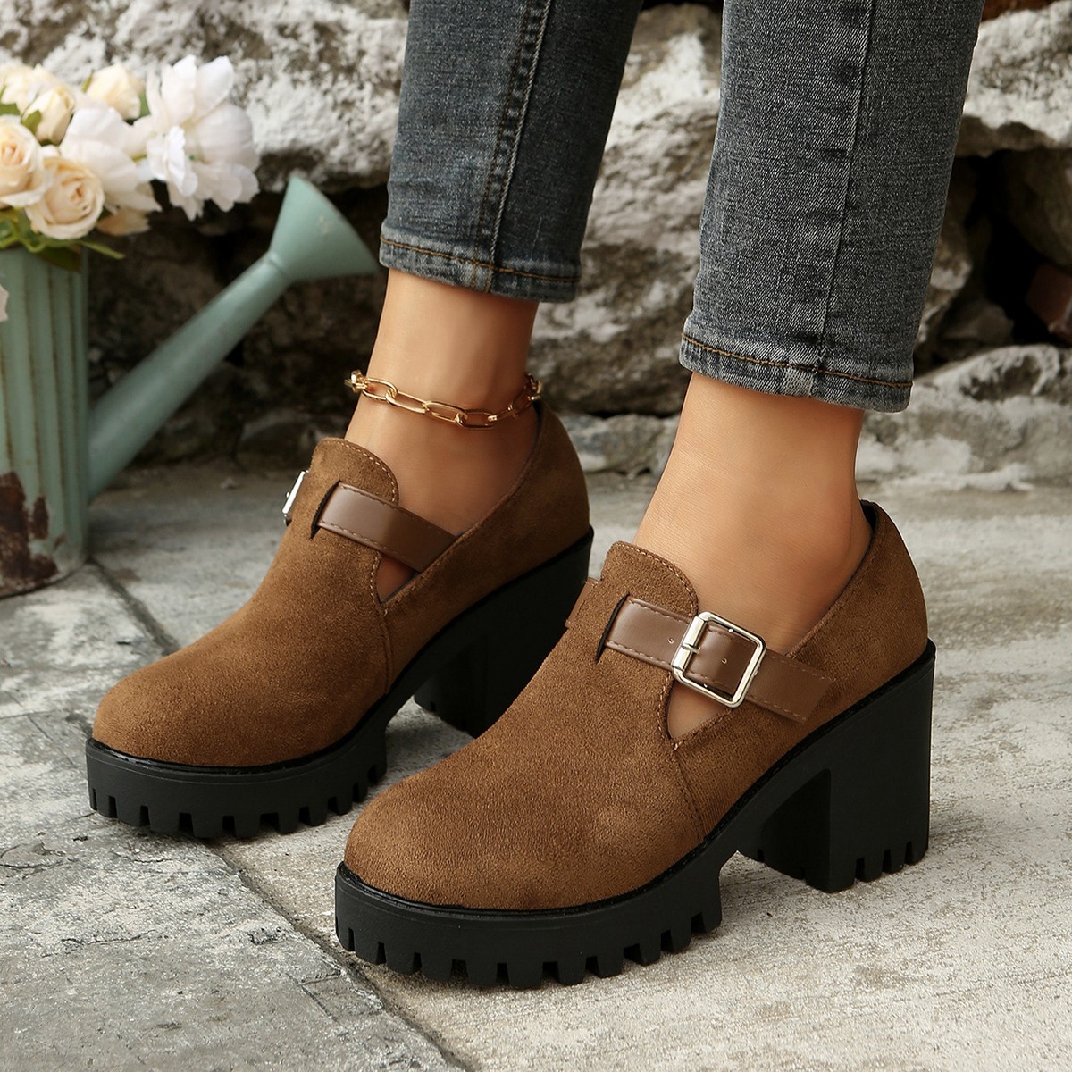 👢Модерни, удобни дамски боти до глезена с дебел ток