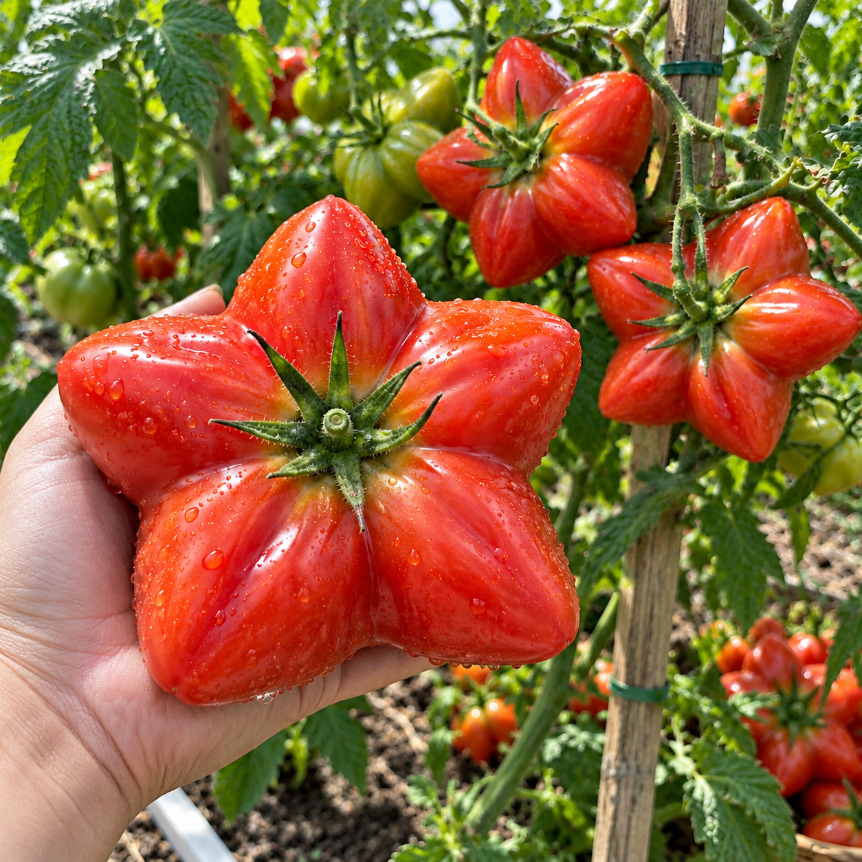 ⭐Vzácná semena obřího rajčete „Starburst“ – jedinečná rajčata ve tvaru pěticípé hvězdy