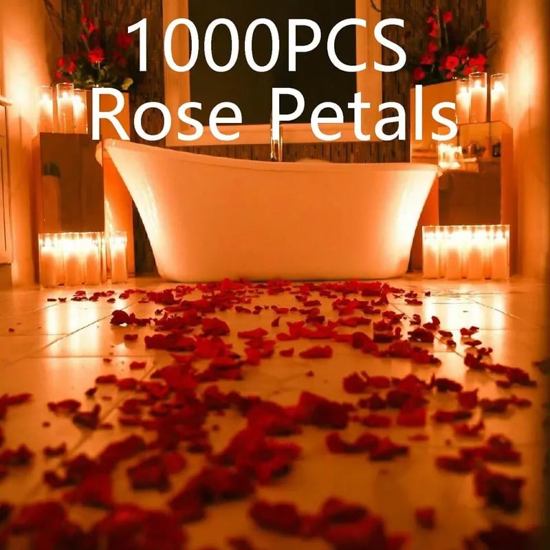 Комплект балони във формата на сърце за Свети Валентин с фолийни балони "Обичам те", 1000 копринени розови листенца и висяща декорация