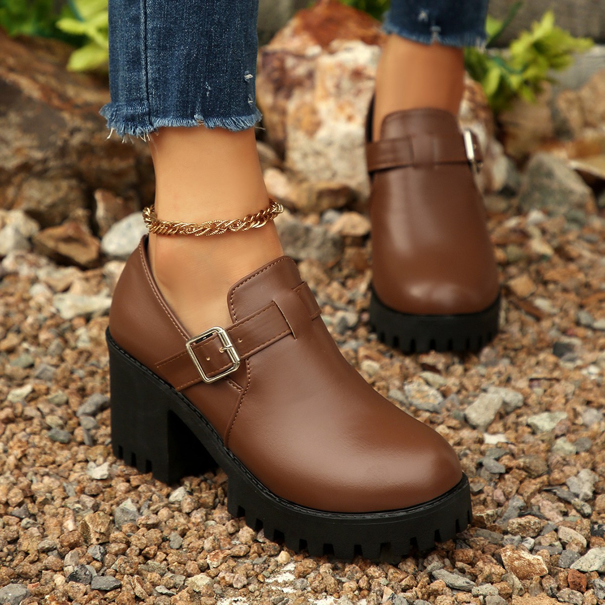 👢Модерни, удобни дамски боти до глезена с дебел ток