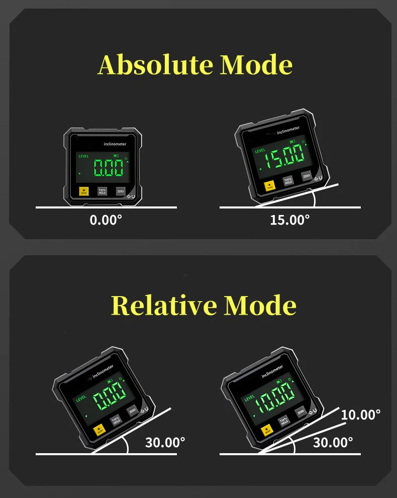 4-странен магнитен цифров ъгломер с лазер
