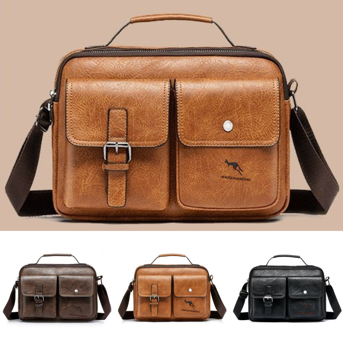 【🔥Купете 1, вземете 1 безплатно】Нова модна мъжка чанта от естествена кожа в ретро стил, 2026 г.