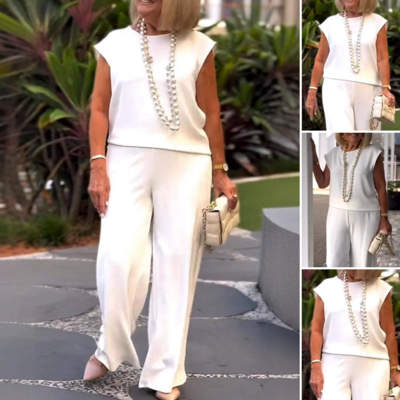 💖Дамски топ и панталон без ръкави от памук и лен