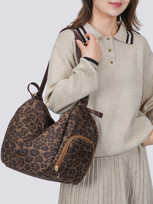 Висококачествена раница с леопардов принт за жени, подходяща за дейности на открито, ежедневно пътуване до работа и с голям капацитет.