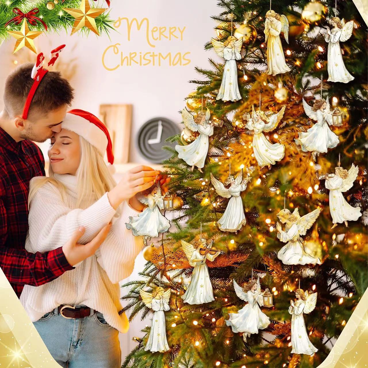 Дървена декорация за дома с ангел