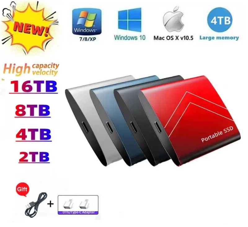 【4/8/16 TB】💾🚀 Високоскоростен мобилен твърд диск 🖲 | Разширение на капацитета за съхранение на файлове и офис 🔝✨