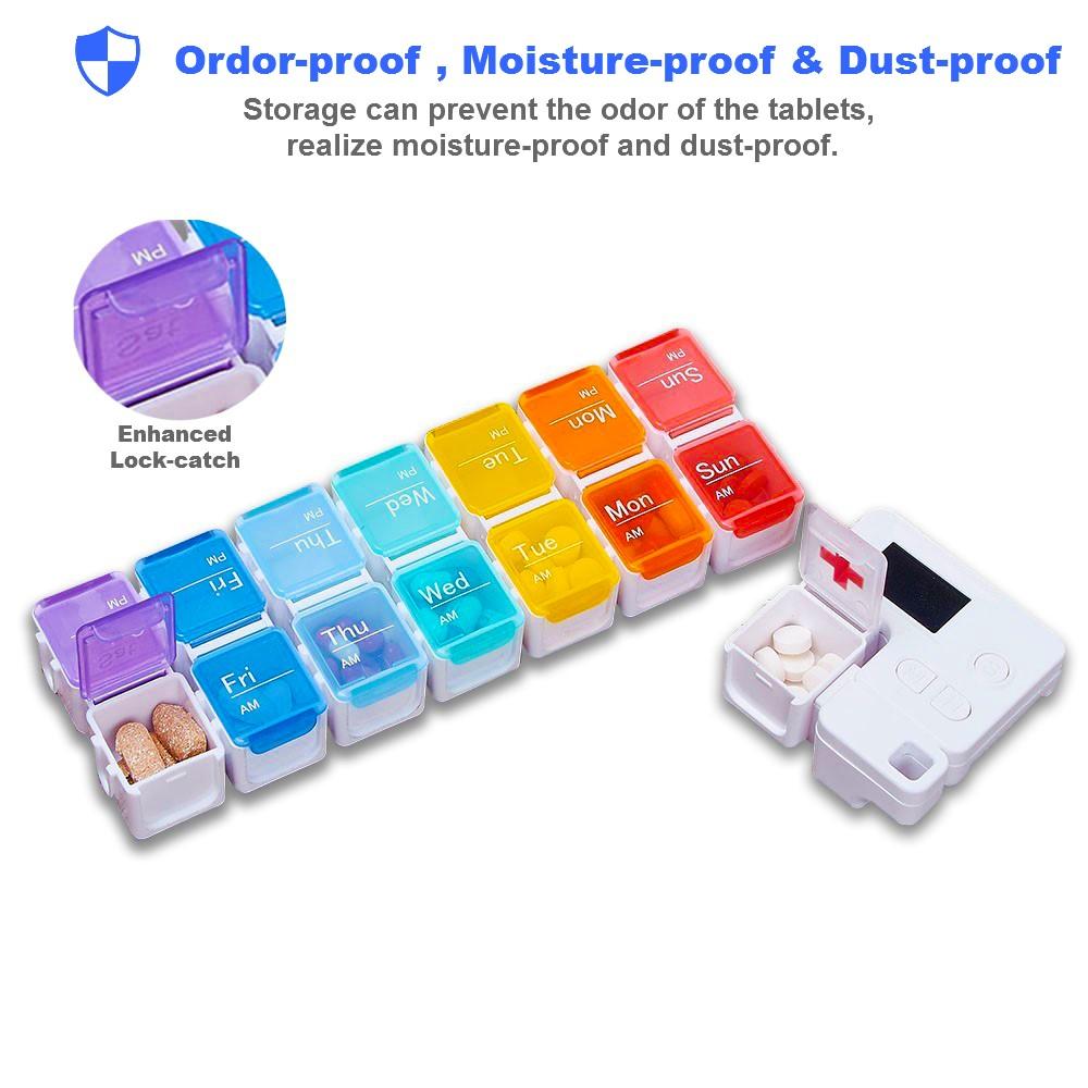 [TBSoon] Pill Box with Alarms, Loud Sound, Large Compartment,Large Screen,Moisture-Proof Design,Hold Vitamins,Fish Oil,Weekly Pill Box/Cases,Daily Medicine Dispenser, Pill Organizer with Alarms