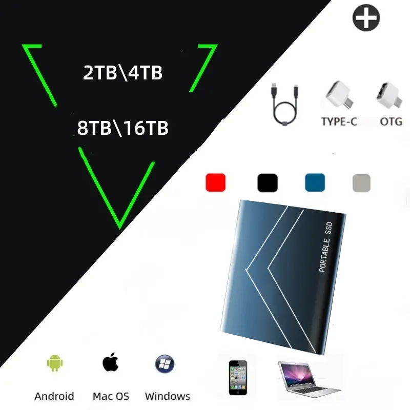 【4/8/16 TB】💾🚀 Високоскоростен мобилен твърд диск 🖲 | Разширение на капацитета за съхранение на файлове и офис 🔝✨