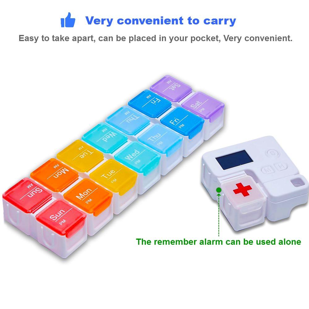 [TBSoon] Pill Box with Alarms, Loud Sound, Large Compartment,Large Screen,Moisture-Proof Design,Hold Vitamins,Fish Oil,Weekly Pill Box/Cases,Daily Medicine Dispenser, Pill Organizer with Alarms