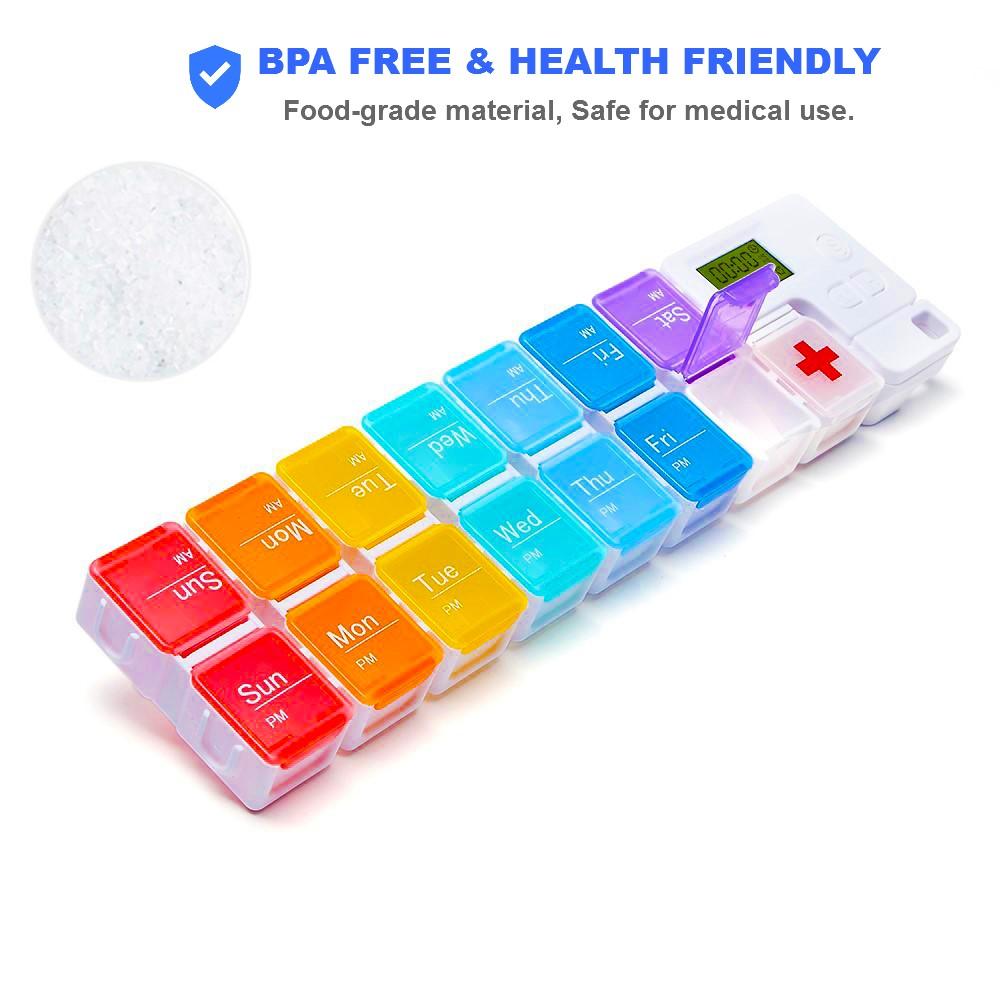 [TBSoon] Pill Box with Alarms, Loud Sound, Large Compartment,Large Screen,Moisture-Proof Design,Hold Vitamins,Fish Oil,Weekly Pill Box/Cases,Daily Medicine Dispenser, Pill Organizer with Alarms