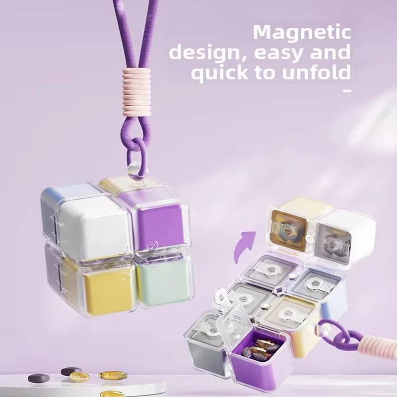 Магнитна кутия за лекарства с кубчето на Рубик