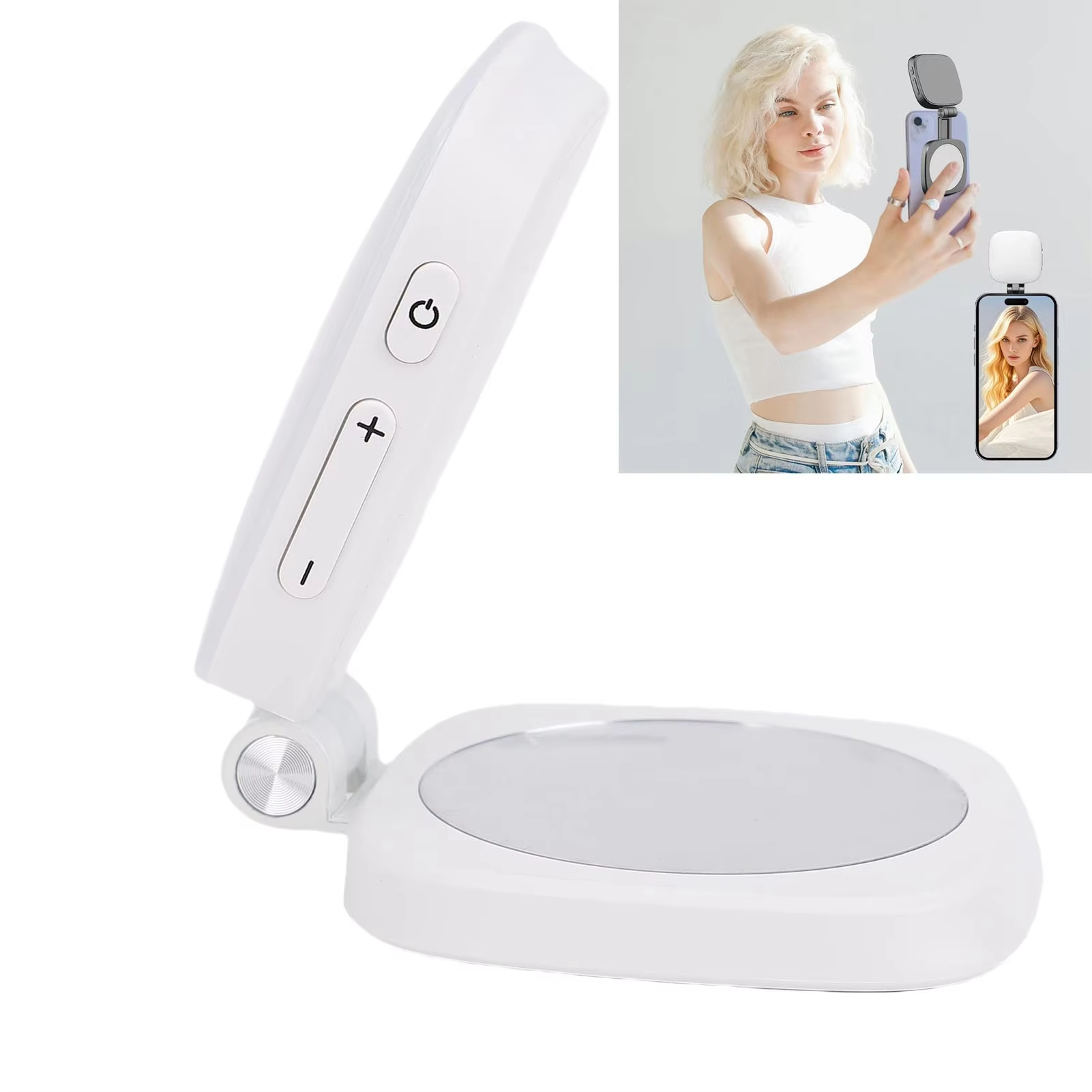 Магнитна лампа за селфита за мобилен телефон, преносимо огледало за грим, сгъваема джобна лампа с LED светлина
