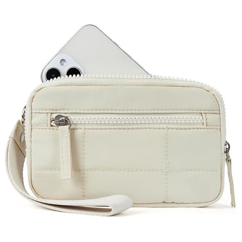 Портфейл от найлон с 3 ципа и каишка за карти за пътуване.