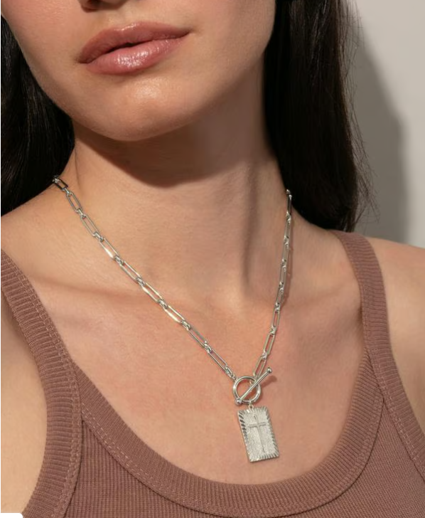 Висулка с кръст и верижка за кламер за жени, модни религиозни, прости бижута, подарък