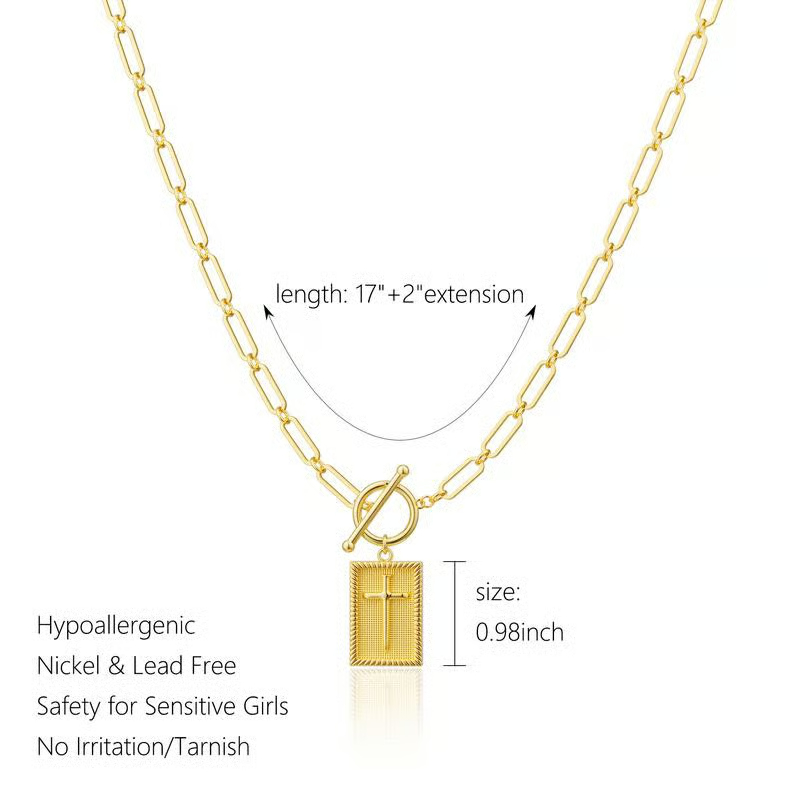 Висулка с кръст и верижка за кламер за жени, модни религиозни, прости бижута, подарък