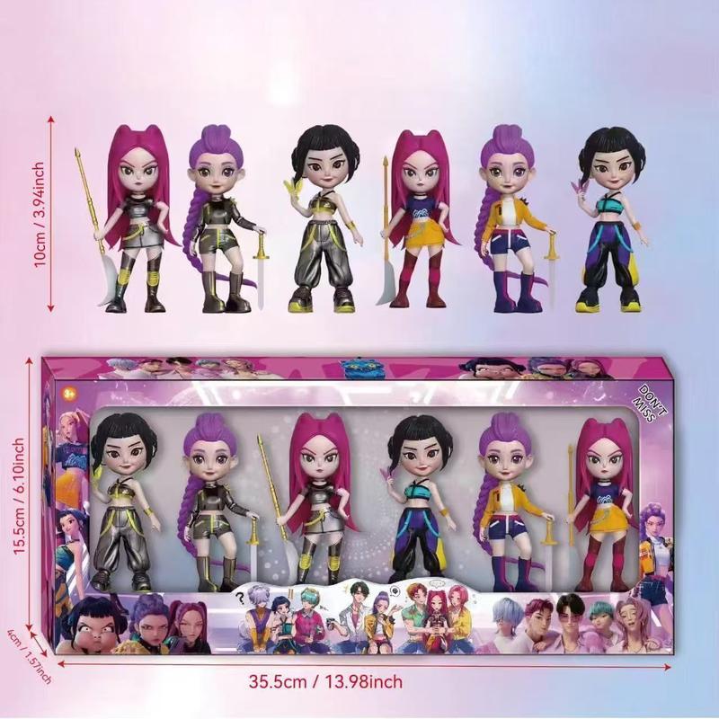 Zestaw 6 figurek akcji K-Pop Handheld Series w pudełku prezentowym, wyjątkowa odzież i akcesoria