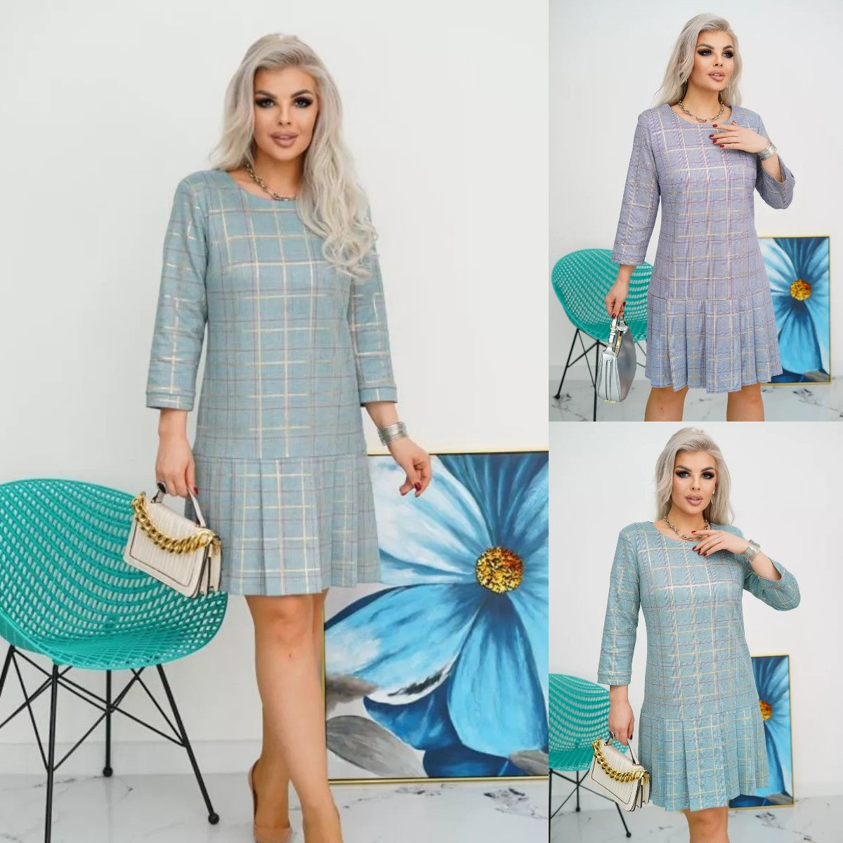 🔥[S-5XL]💜💚Висококачествена модна рокля